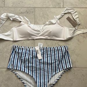J crew swimsuit high rise white ruffle top sold separately pairing for picture